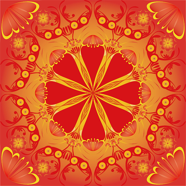 绚丽 背景 色彩 花 矢量 传统|平面|图案|听一朵花开 - 原创作品