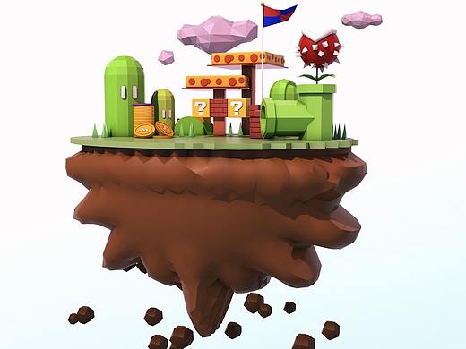 C4DLOW POLY场景超级玛丽临摹（个人主页-ZNDU0ODY3NjA=） - 场景 - 站酷设计师龔藤藤原创素材 - 站酷ZCOOL