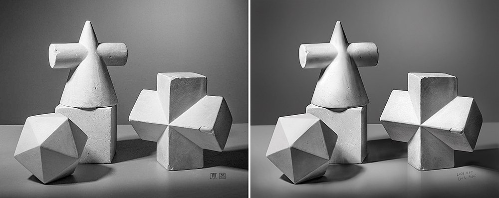 2021年 手绘临摹 - 几何石膏