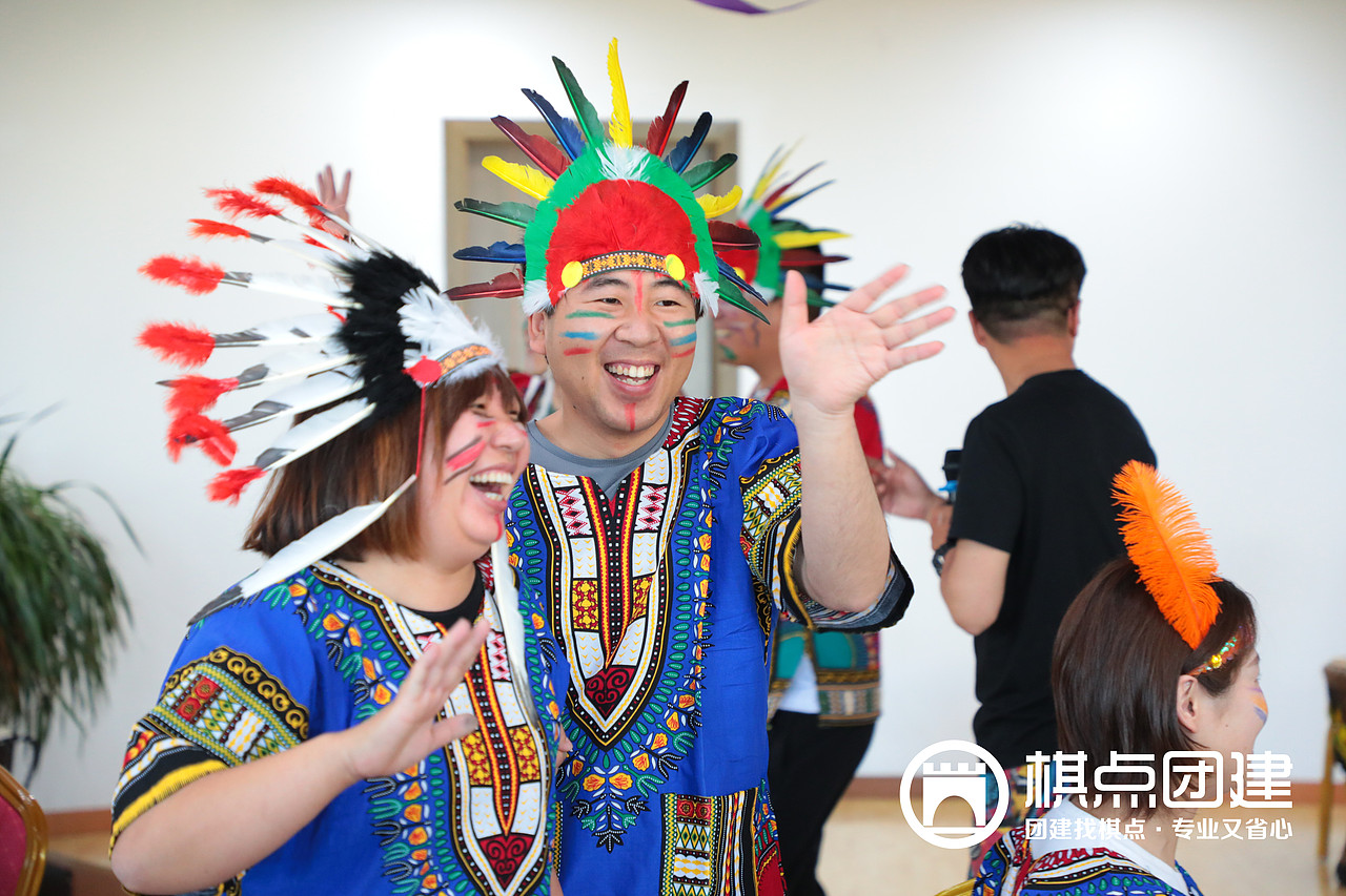 棋点团建|客户激情非洲鼓化妆