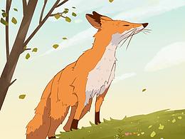 山坡上的小狐狸