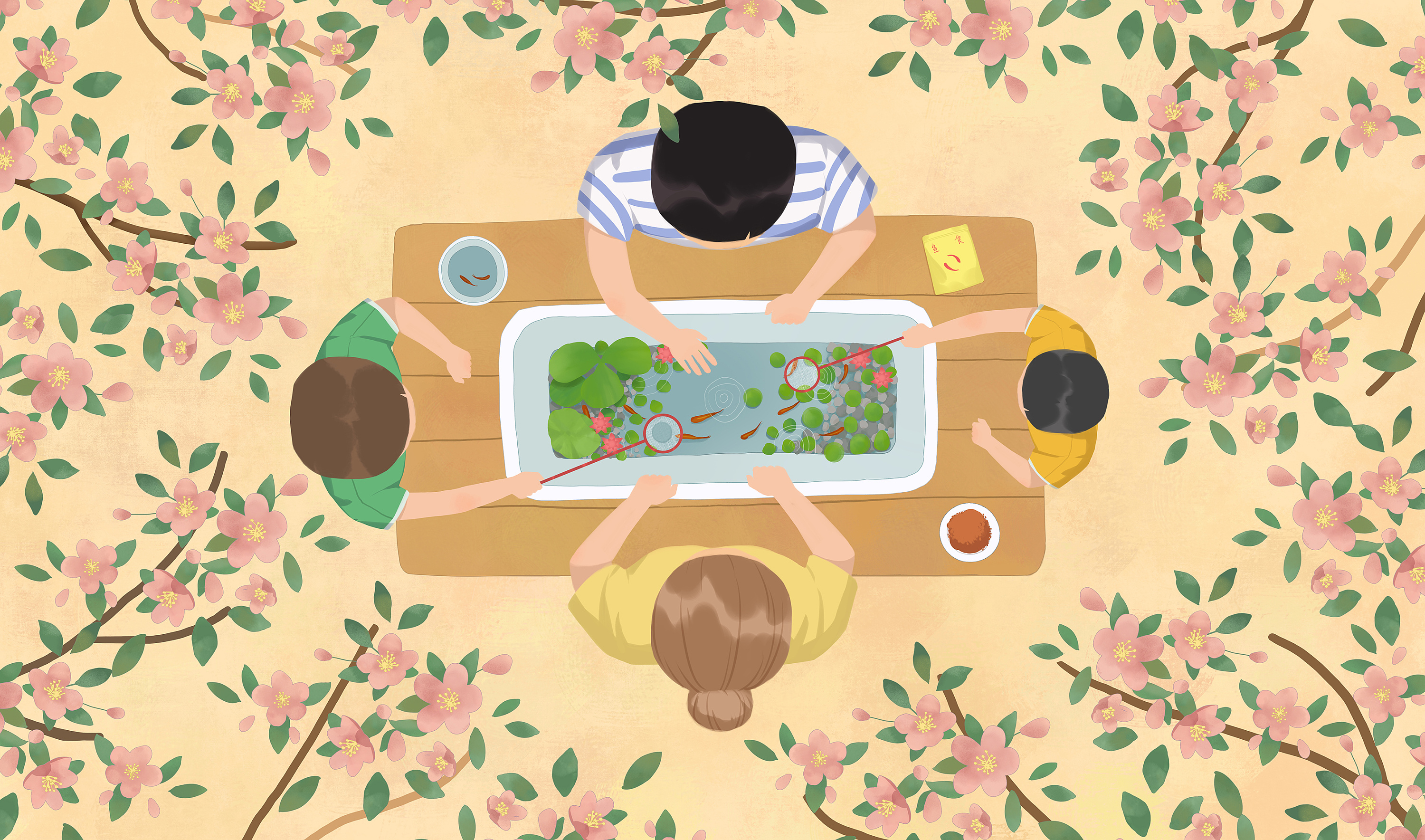 一家人捕鱼游戏系列插画