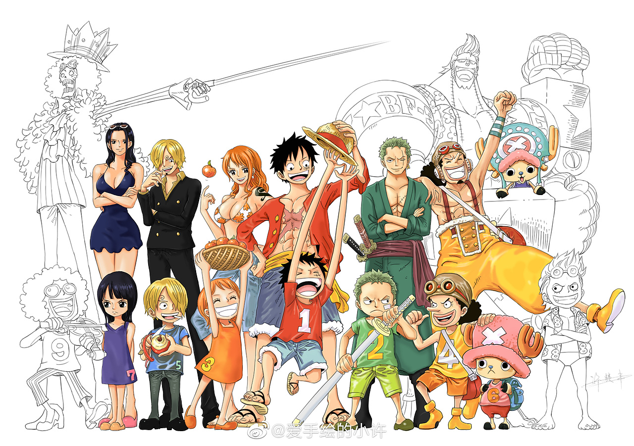 板绘作品-海贼王草帽全员（图ZMjY4NDg4MDg4） - 艺术插画 - 站酷设计师老许的视觉笔记原创素材 - 站酷ZCOOL