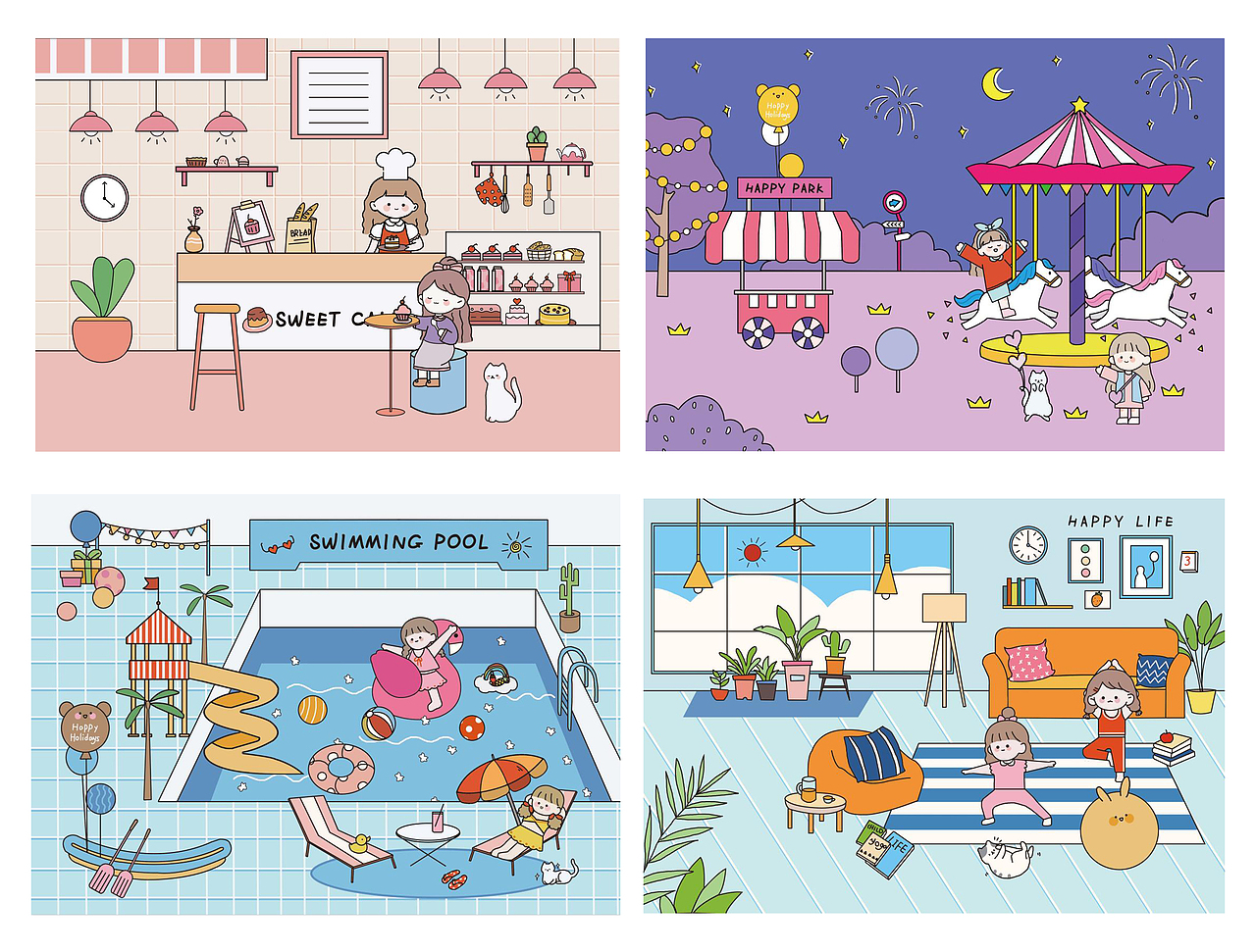 一组可爱的本册画面（图ZMjQ0NTU4MDAw） - 商业插画 - 站酷设计师秋娘原创素材 - 站酷ZCOOL