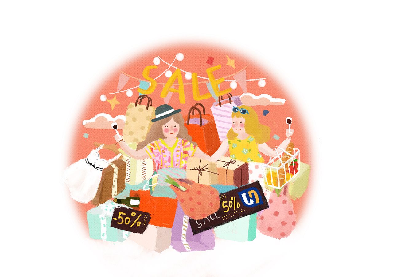 世纪联华超市的各种食物拟人化产品的包装插画