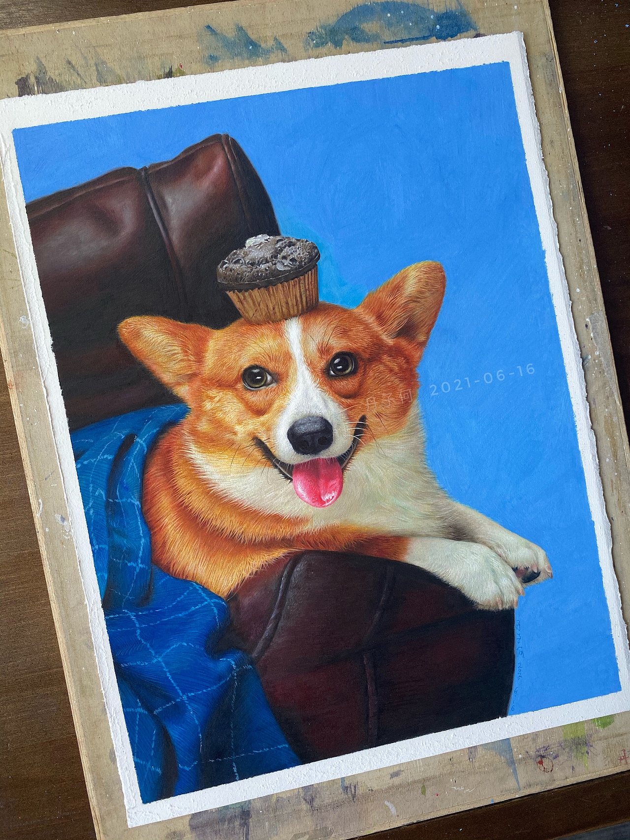 彩铅动物-《柯基》