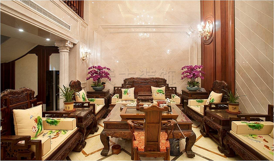 渝北融创御苑叠拼别墅装修在建工地|混搭风格设计方案装修案例