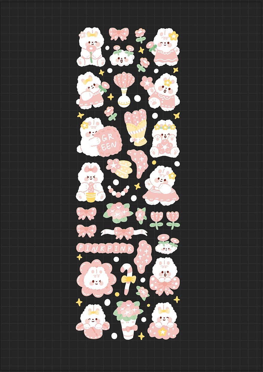 咕卡贴纸|花花兔兔（图ZMzA3NTAzMTEy） - 商业插画 - 站酷设计师爱学习的哈鲁酱原创素材 - 站酷ZCOOL