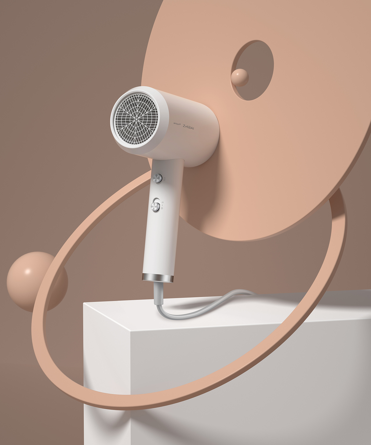 直白吹风机场景创意图与视频