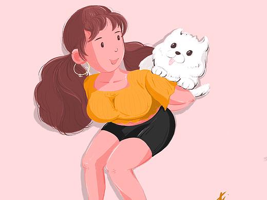 TL插画｜打卡第7天～少女与狗（个人主页-ZNDY1MDgwOTY=） - 创作习作 - 站酷设计师西瓜头TALENT原创素材 - 站酷ZCOOL