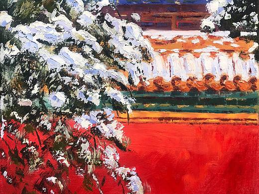 布面油画棒故宫