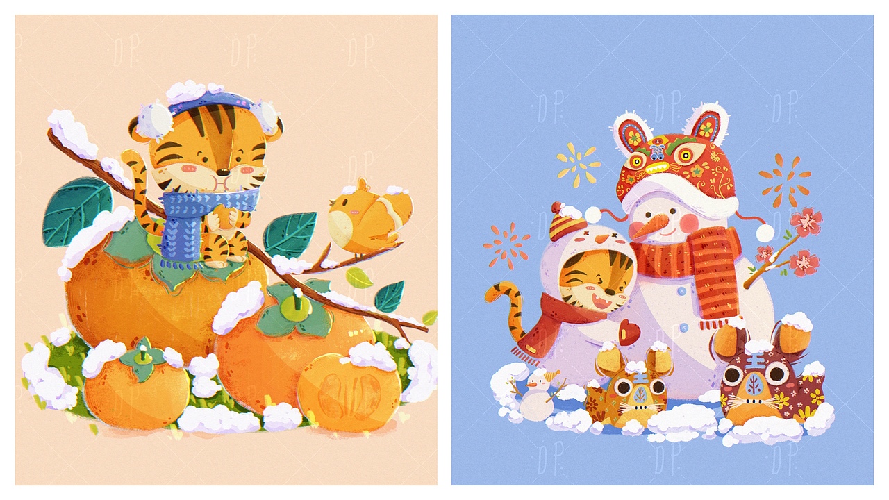 虎年插画5-8（图ZMjc5Njc0NjMy） - 儿童插画 - 站酷设计师DP大潘原创素材 - 站酷ZCOOL