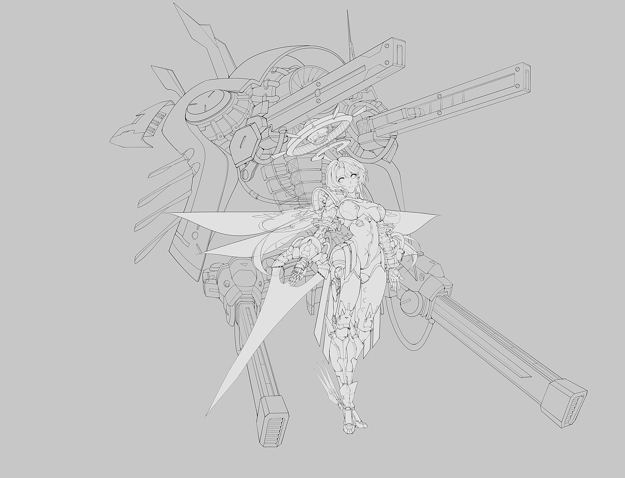 二次元立绘机械少女附过程