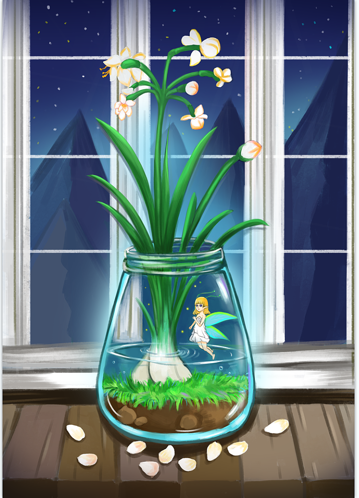 画了头"蒜"--水仙