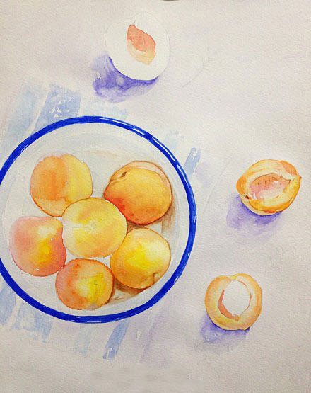 水彩美食网络班教程——杏子画法