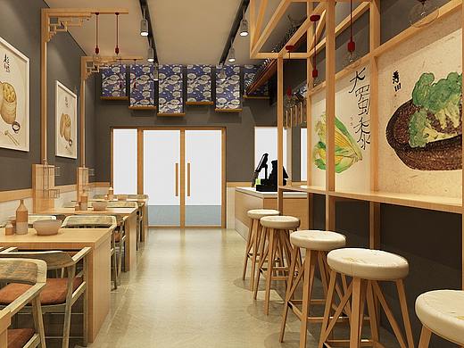 包子店面效果图  包子店面设计  新中式包子店面