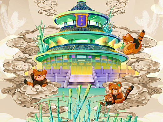 北京天坛&可爱的小熊猫