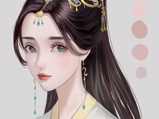 古风美女头像插画