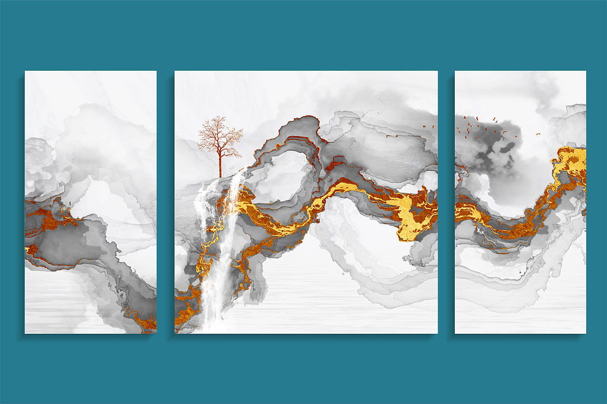 新中式水墨山水金山客厅装饰画山水装饰画（图ZMTYzMjEwNzY0） - 实验艺术 - 站酷设计师勤汇原创素材 - 站酷ZCOOL