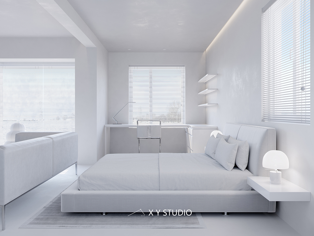 纯白空间--CR渲染·客厅