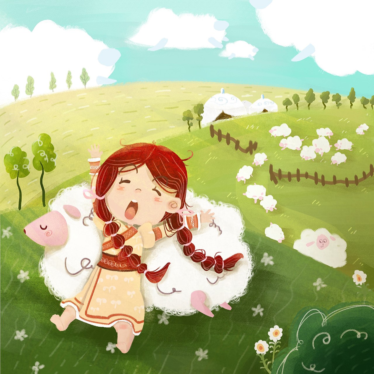 草原羔羊|插画|儿童插画|大扁鱼 - 原创作品 - 站酷 (zcool)