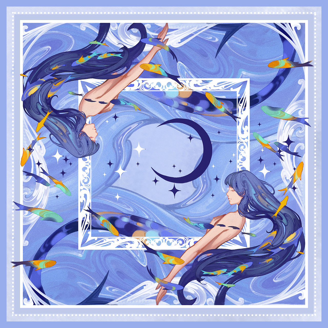 人鱼小丝巾（图ZMjA0OTA5MzM2） - 艺术插画 - 站酷设计师Jooe_原创素材 - 站酷ZCOOL