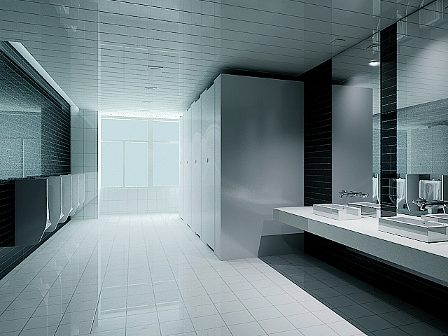 公用卫生间灯光渲染