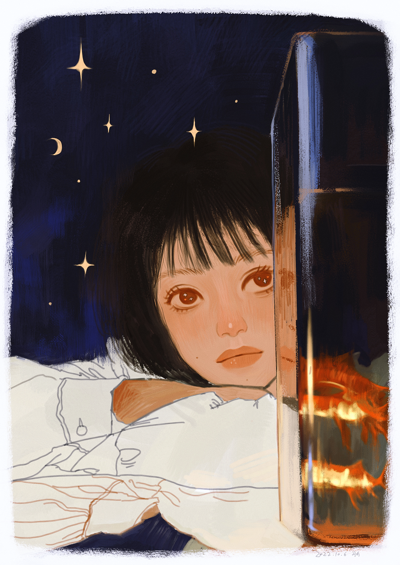 插画｜金鱼会梦到星星吗（图ZMzMxODI4MDUy） - 创作习作 - 站酷设计师雪姜原创素材 - 站酷ZCOOL