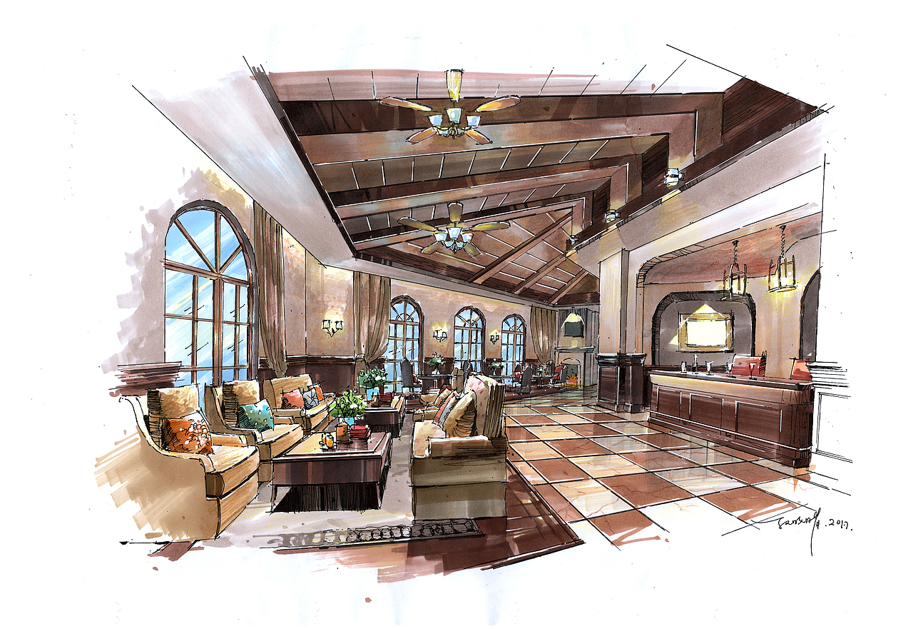 小张：七月份的空间设计手绘表达记录（图ZODc1MzIwMjQ=） - 家装设计 - 站酷设计师張曉晴原创素材 - 站酷ZCOOL