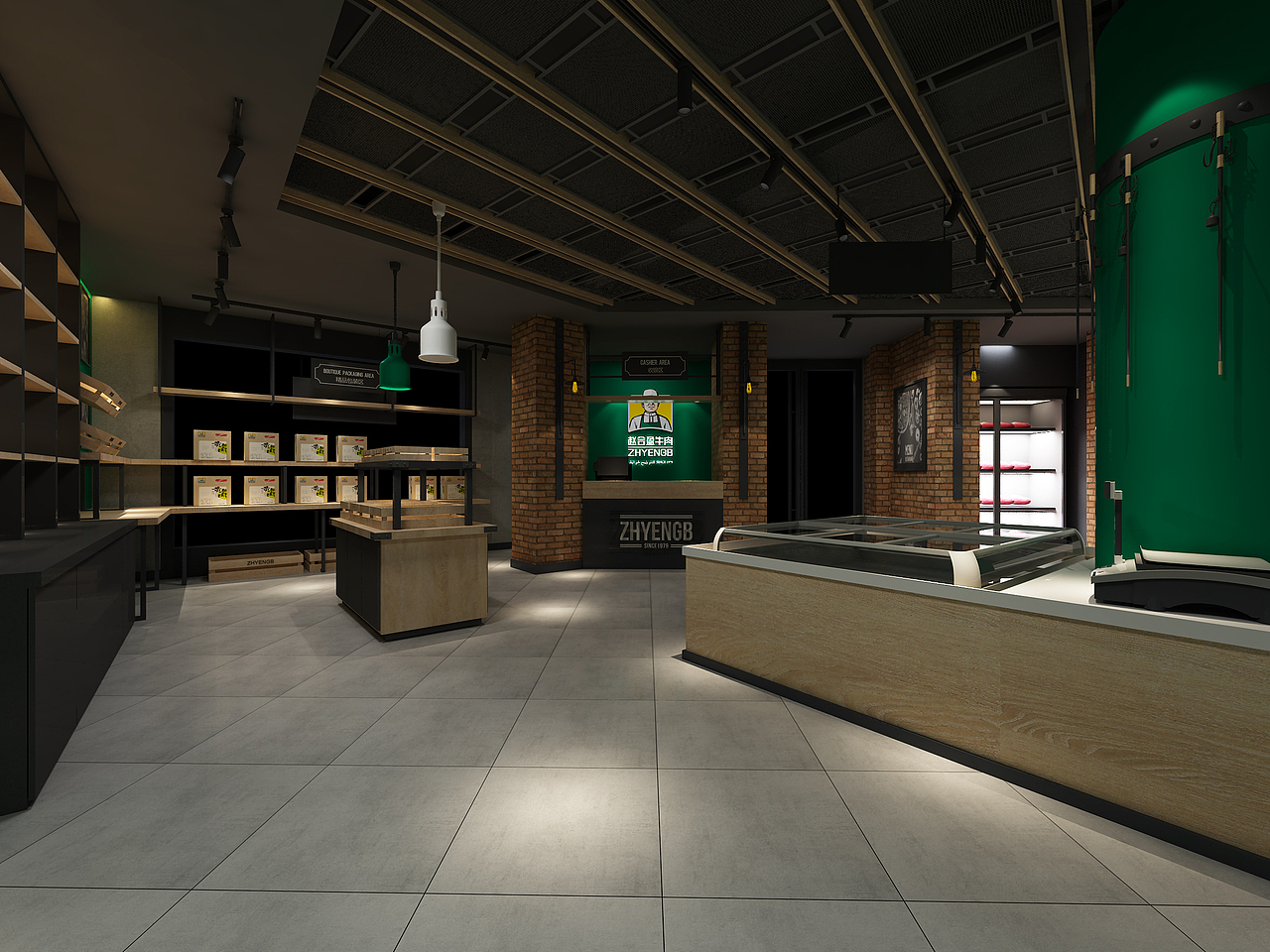云顶创意案例：赵合盈牛肉品牌设计—店面空间设计（图ZMTQyMDE4Njc2） - 家装设计 - 站酷设计师云顶创意原创素材 - 站酷ZCOOL