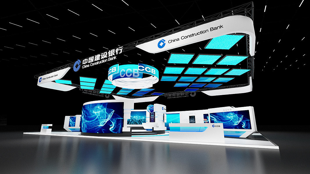 中国银行展位设计 3D效果图设计（图ZMTkzMDQzMzQ0） - 其他三维 - 站酷设计师艺汇设计原创素材 - 站酷ZCOOL