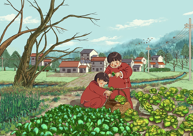 童年回忆系列插画《小菜园》（图ZMzI1NzA5NjM2） - 儿童插画 - 站酷设计师江南入墨原创素材 - 站酷ZCOOL