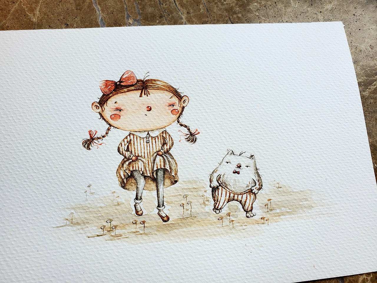 手绘水彩－女孩与猫（图ZMjU0OTIwNDE2） - 儿童插画 - 站酷设计师墨染wcx原创素材 - 站酷ZCOOL