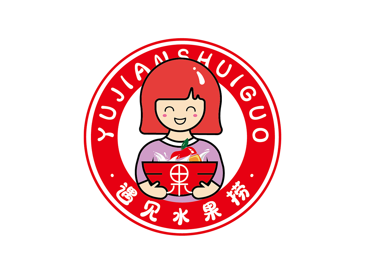水果捞logo 卡通女孩logo 卡通ip形象设计