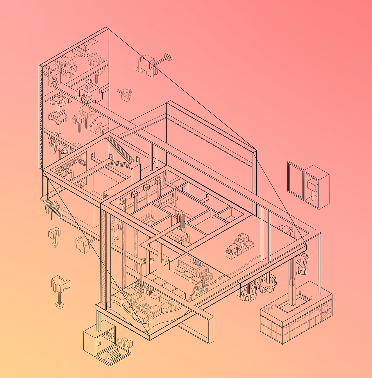 平遥推光漆器视错觉插画