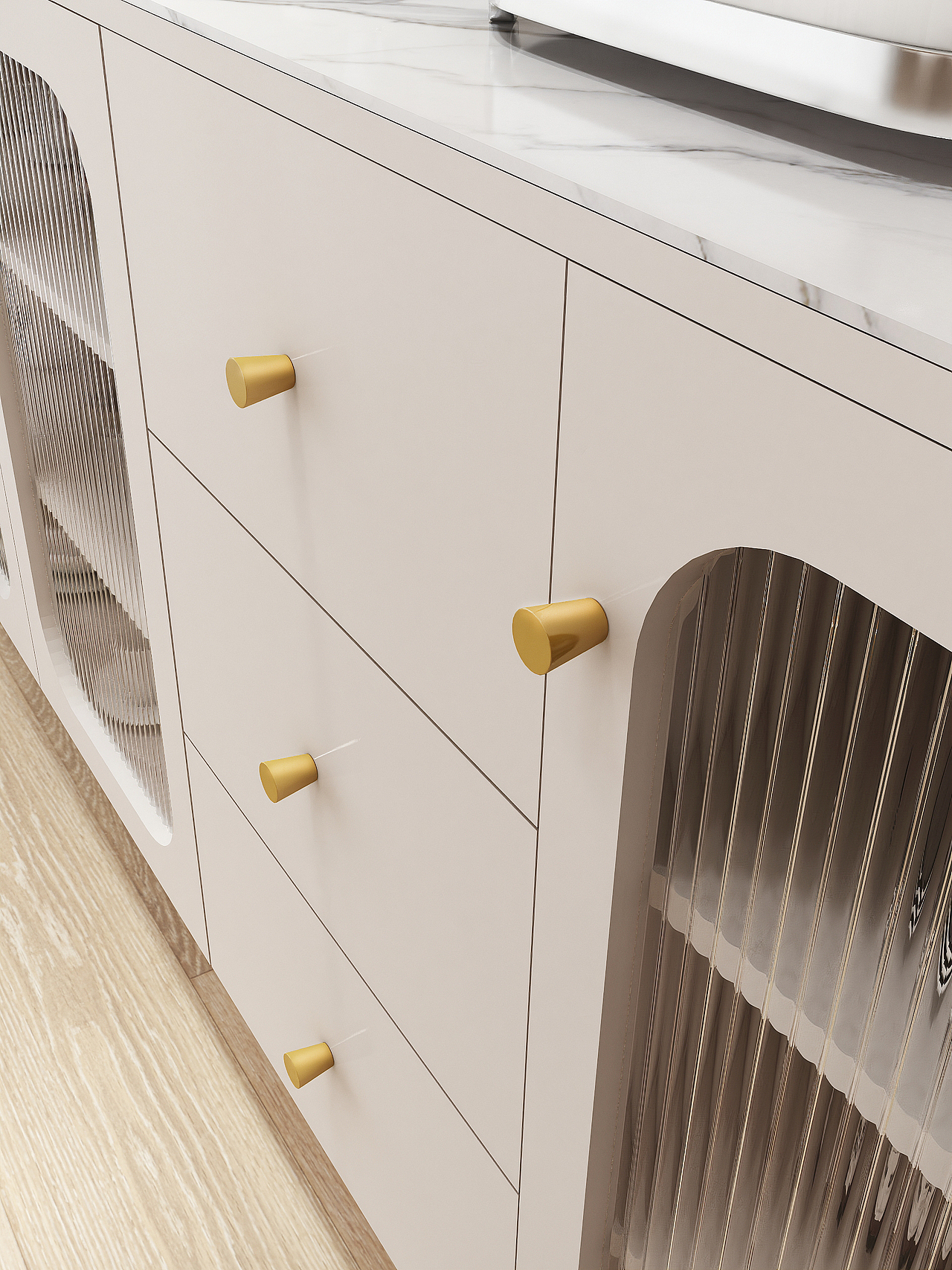 家具成品效果图-长虹玻璃餐边柜