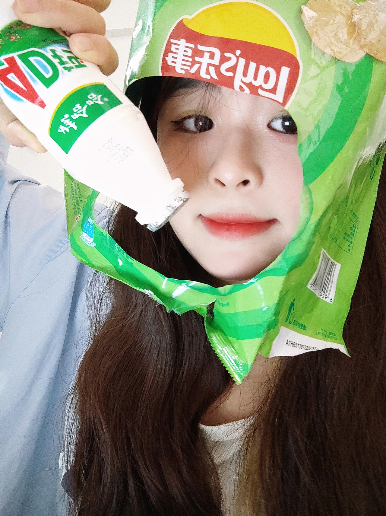 拜托 薯片袋子拍照超可爱的耶