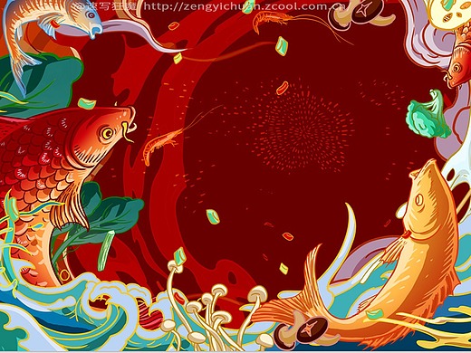 如鱼得水-鱼火锅墙绘