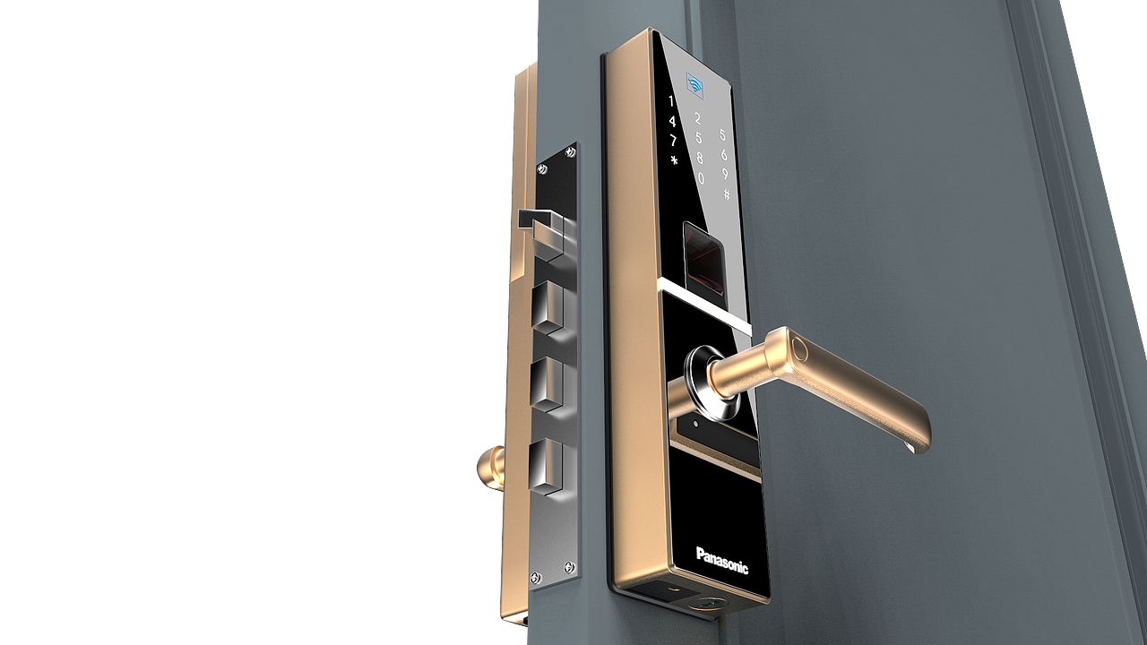 松下智能电子锁效果图系列