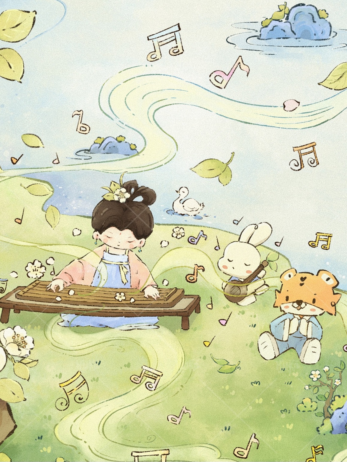 【场景插画】在梨花盛开的树下（图ZMzcyNjA0MzE2） - 商业插画 - 站酷设计师虎咖__z原创素材 - 站酷ZCOOL