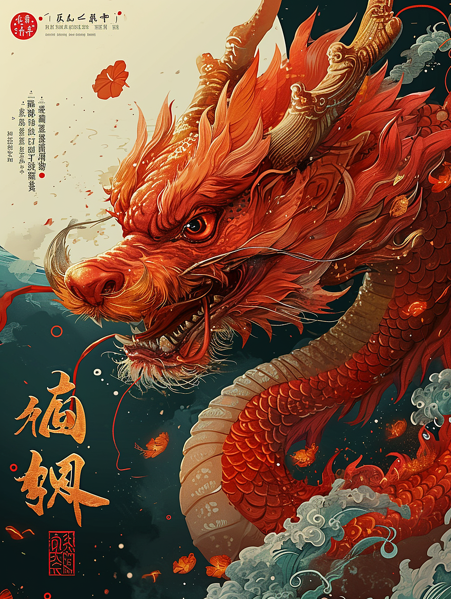midjourney ai龙年海报（图ZMzU5MTk0MzMy） - 创作习作 - 站酷设计师索隆被我灌吐原创素材 - 站酷ZCOOL