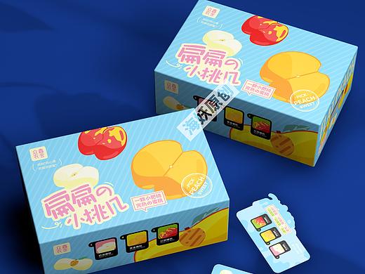｛原创｝桃蜜桃蟠桃水果食品礼盒手绘插画包装设计