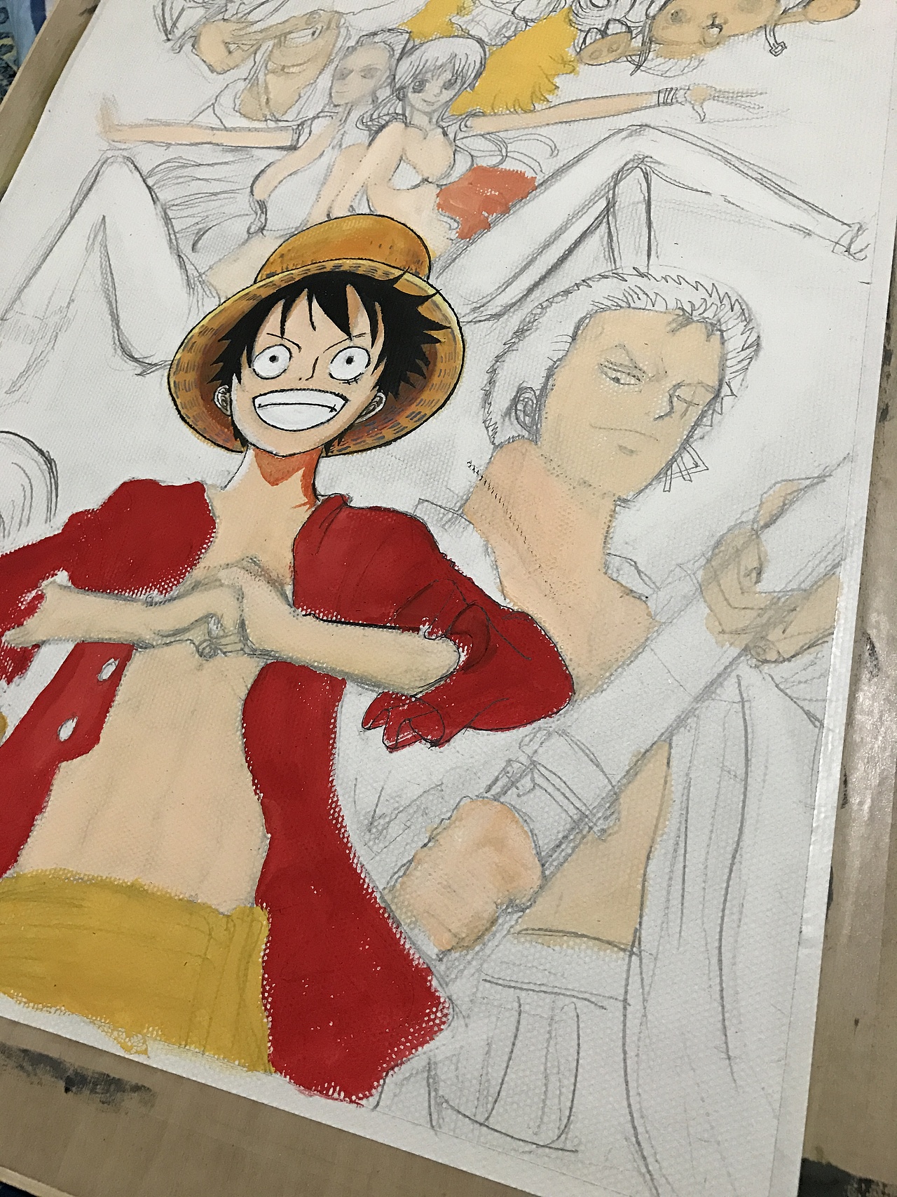 路飞——临摹水粉画（图ZNzAxNTUxMjQ=） - 创作习作 - 站酷设计师飞奔的大长腿儿原创素材 - 站酷ZCOOL