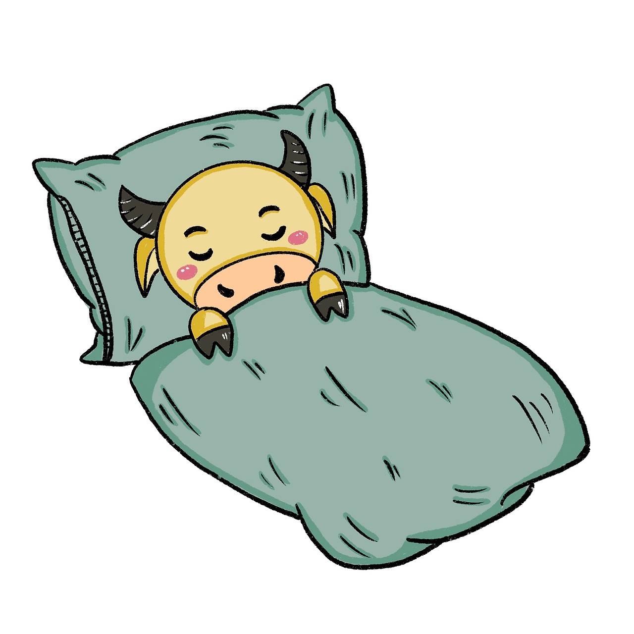 在被窝里睡觉的可爱动物冷冷的季节里需要暖暖的被窝