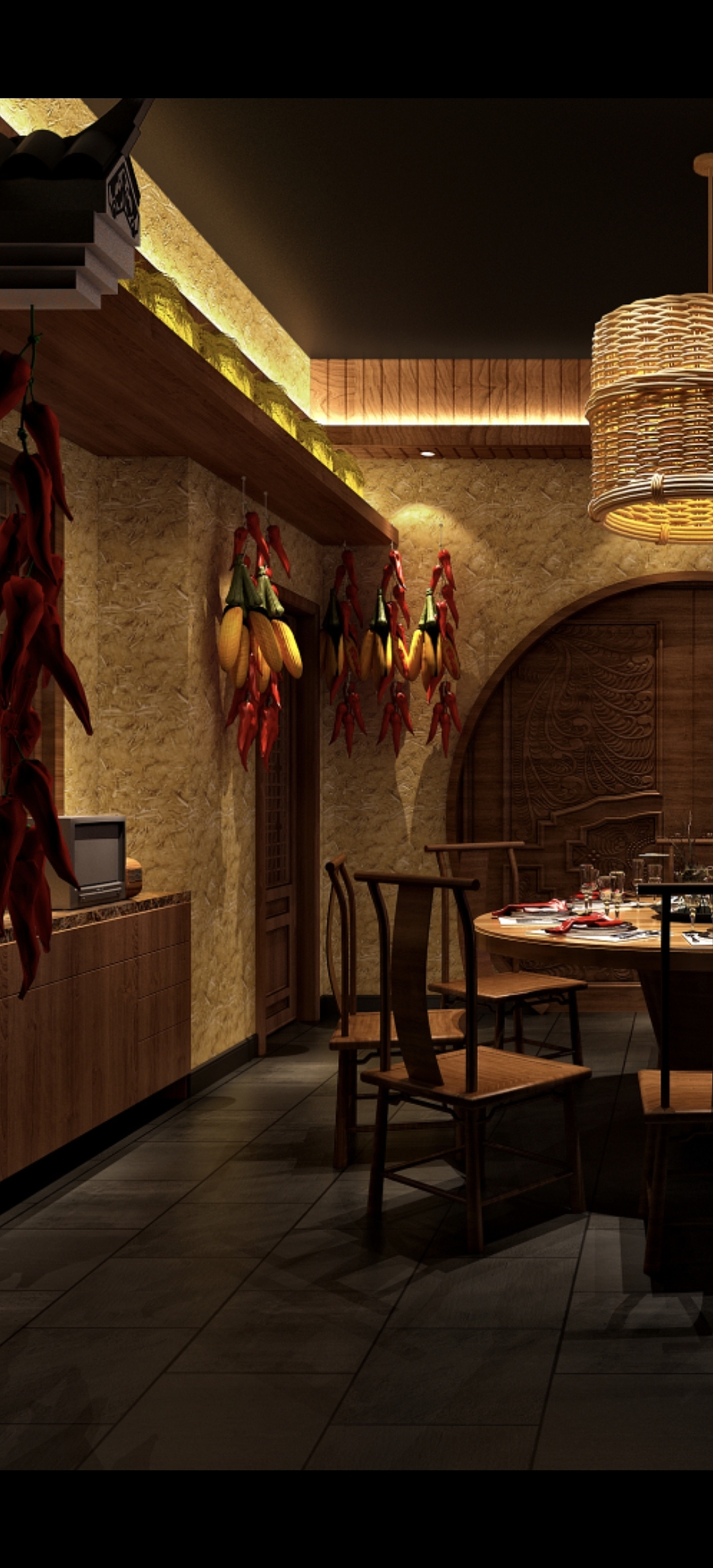 湘菜馆餐厅独立包间空间设计,线象空间之禧上装饰全案