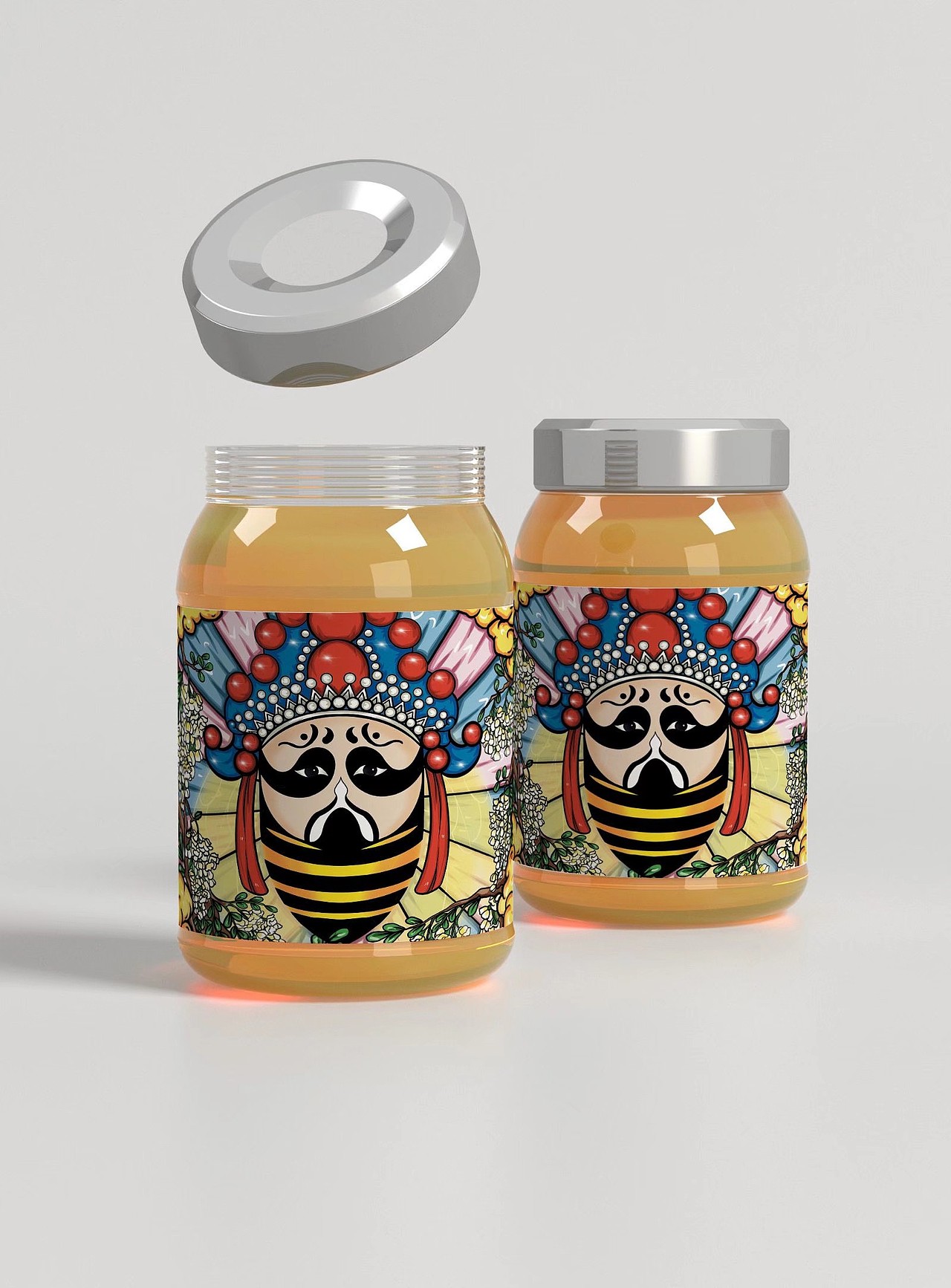 蜂蜜包装插画，国潮插画，（图ZMjExODUwMjYw） - 创作习作 - 站酷设计师岁辰_原创素材 - 站酷ZCOOL