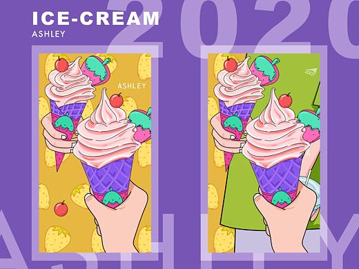 YUMMY ICE CREAM（个人主页-ZNDIzMTUwNDA=） - 新锐潮流插画 - 站酷设计师杜三岁爱吃糖原创素材 - 站酷ZCOOL
