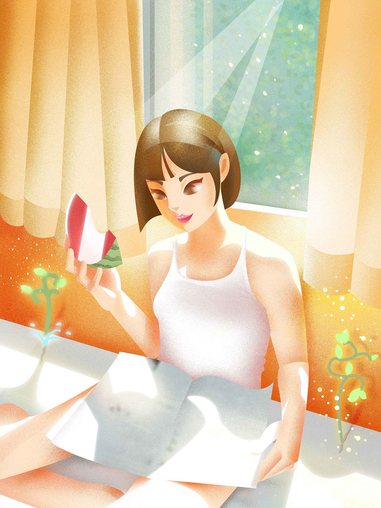 午后的阳光 光感插画