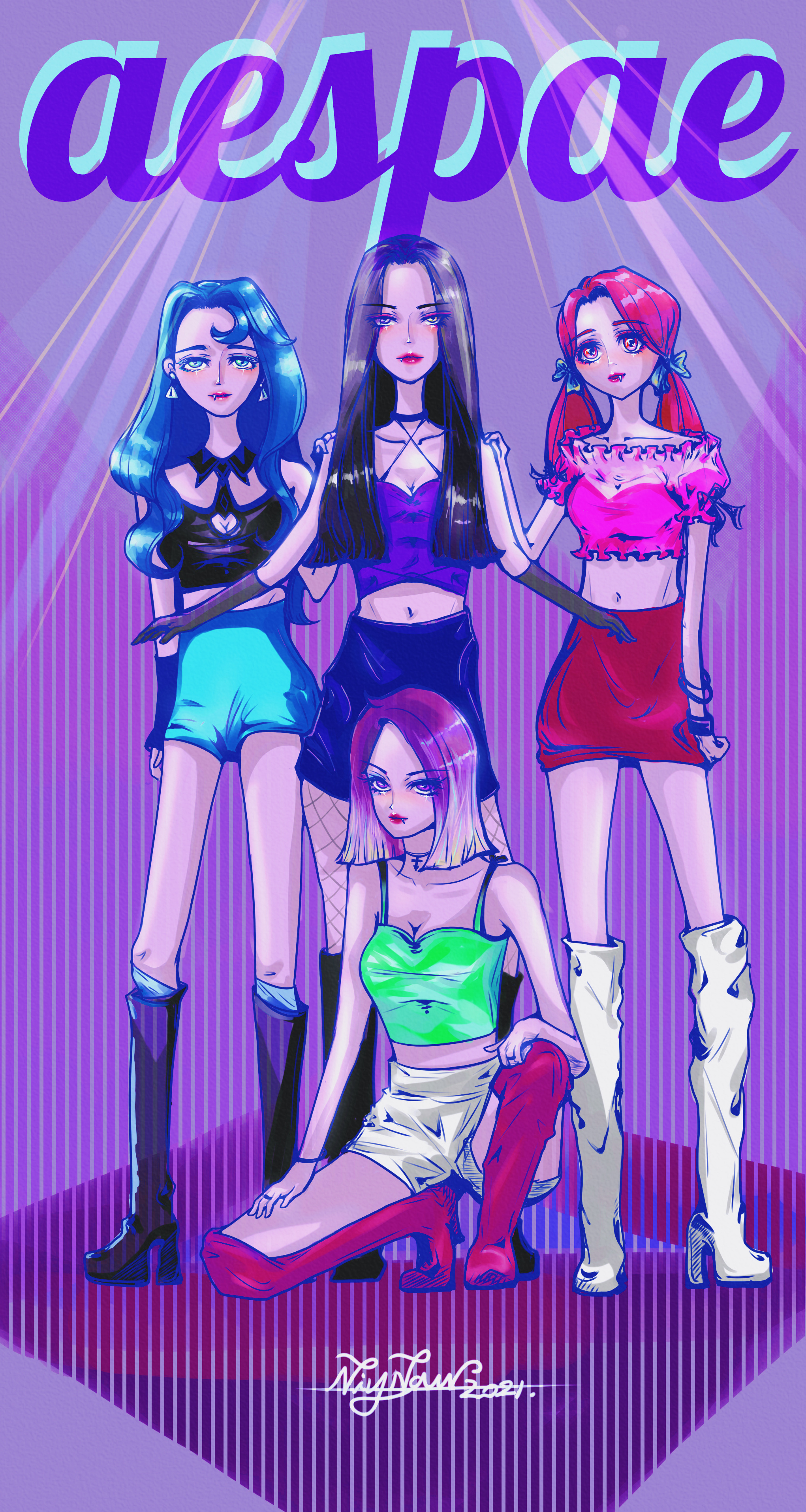 【aespa】辣美风女团插画
