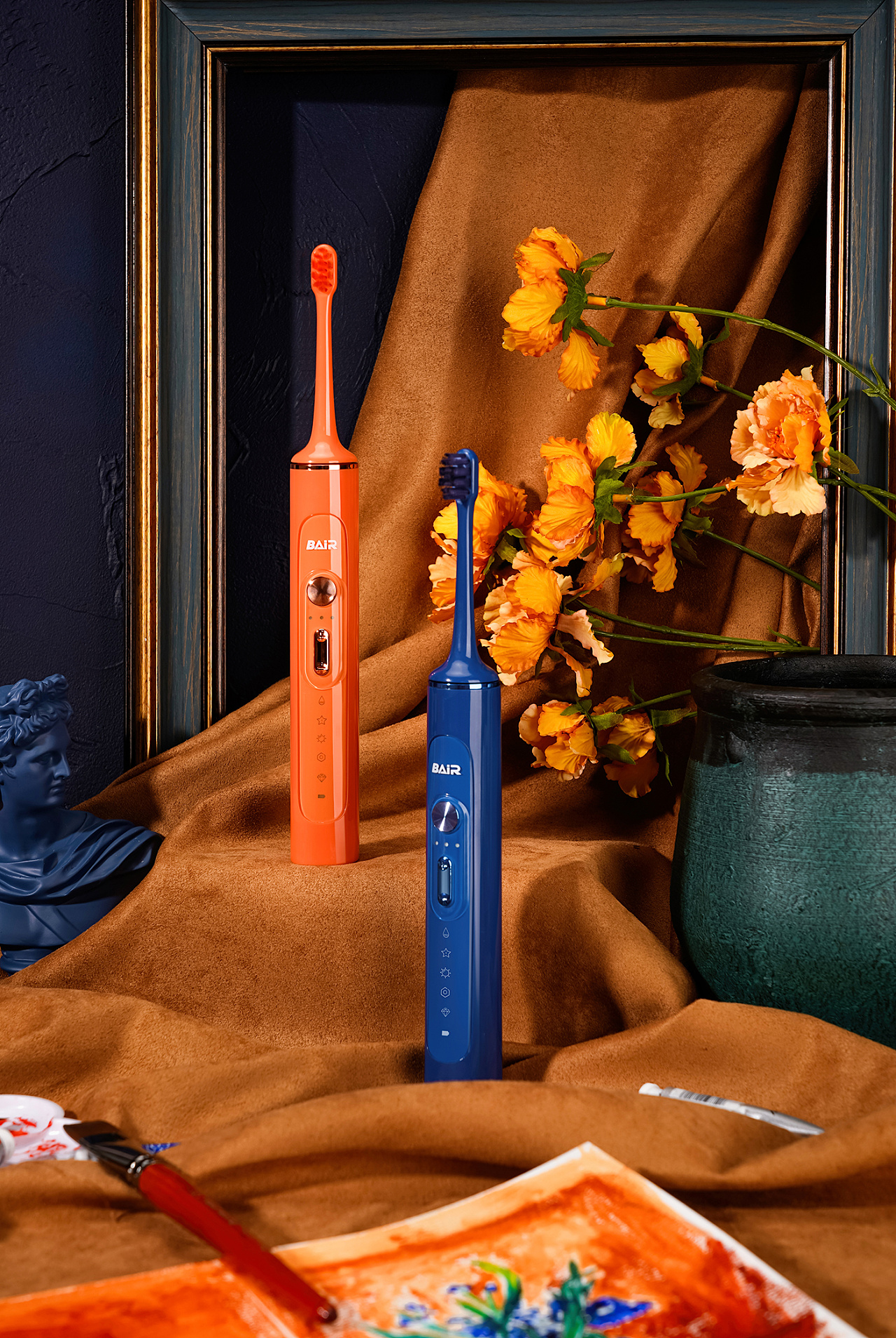 拜尔电动牙刷/蓝色/橙色/复古/欧式